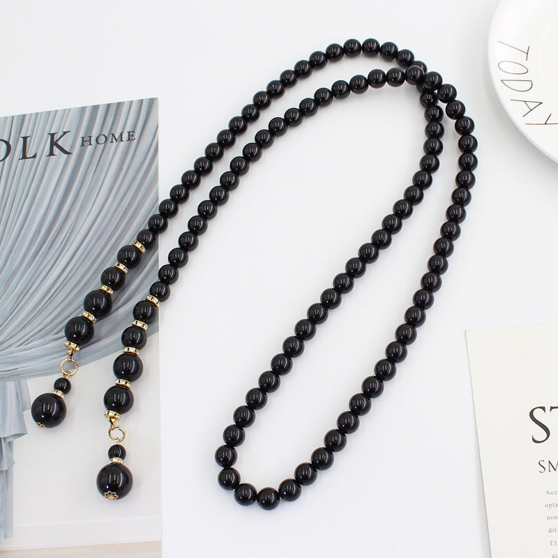 White Black Pearl Waist Chain for Women