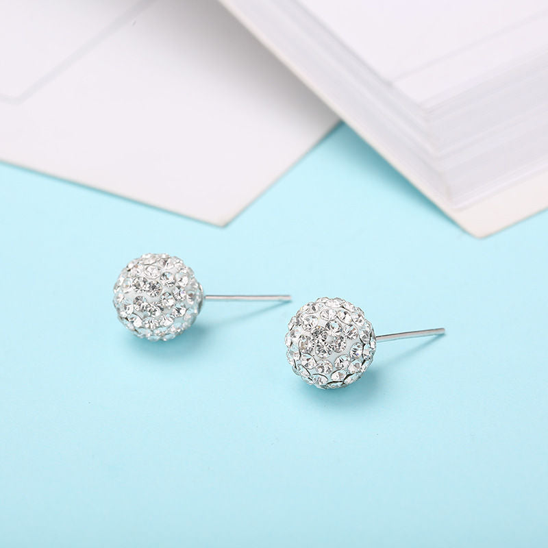 Crystal Rhinestones Round Ball Stud Earrings