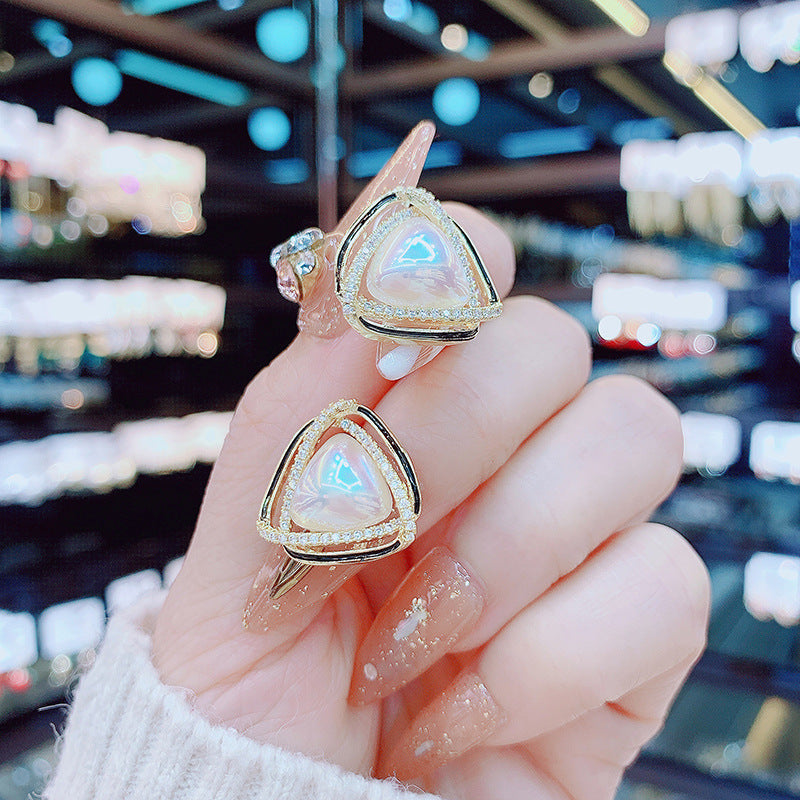 Triangle White Pearl Earrings