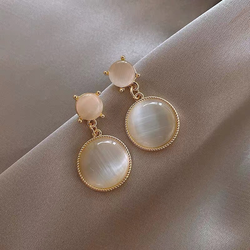 Geometric Round Opal Stone Earring