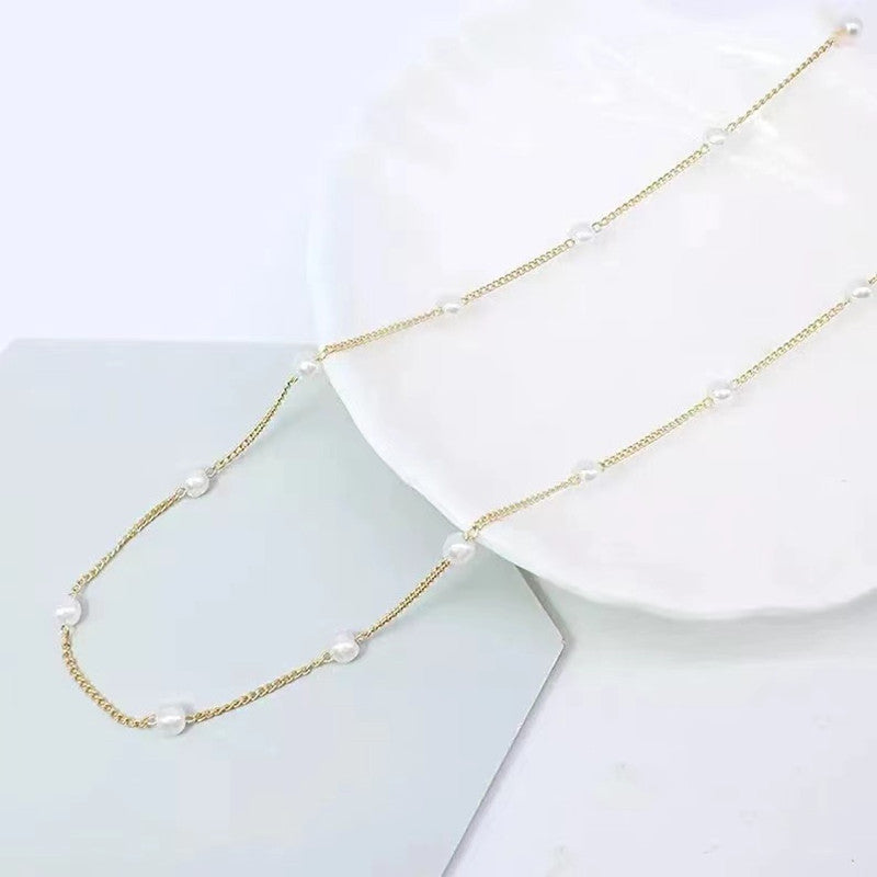Pearl Beads Chain Choker Necklace
