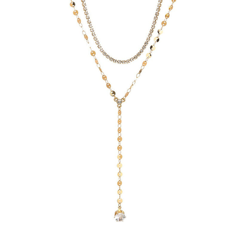 Layered Disc Long Necklace