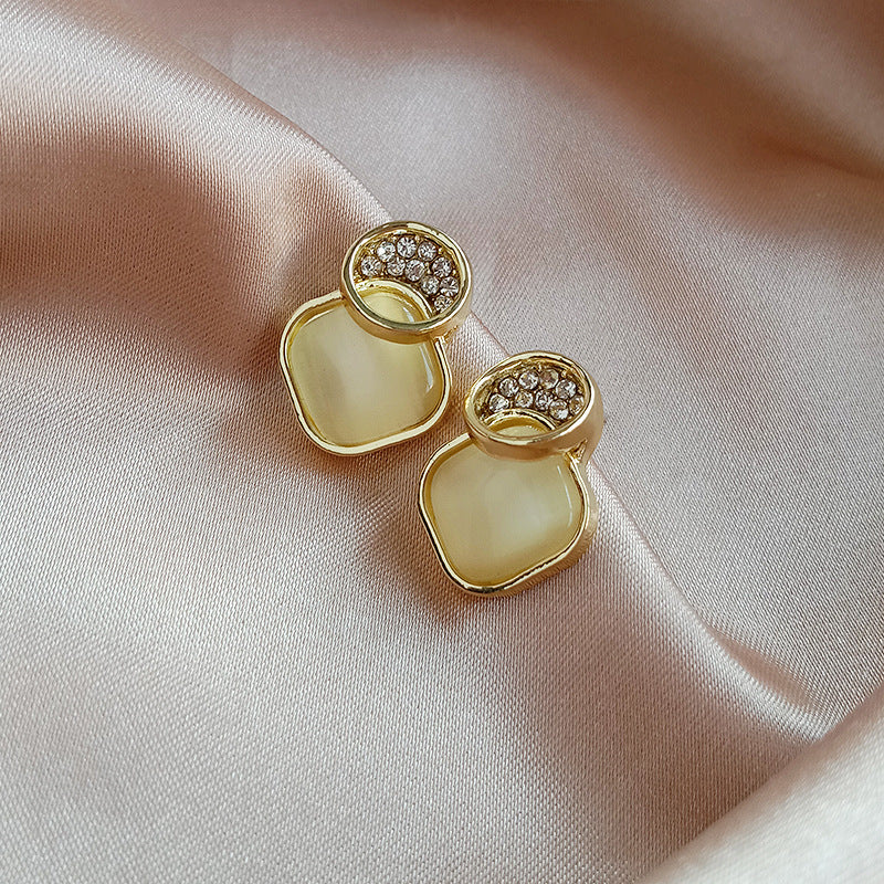 Rhinestone Opal Square Stud Earrings