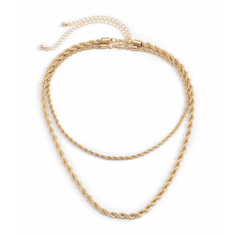 Twisted Gold Rope Chain Necklace