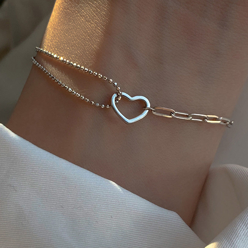 love Heart Shape Bracelet Double Chain
