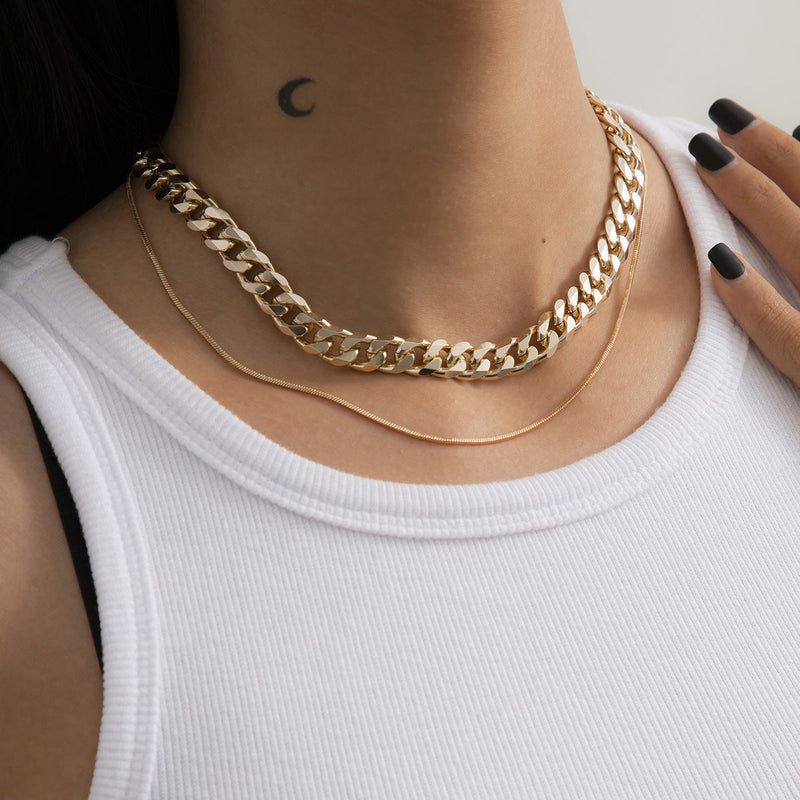 Double Layered Cuban Link Chain Necklaces