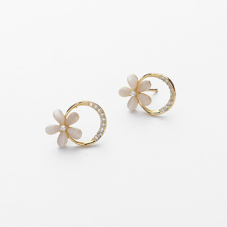 Opal Flower Stud Earrings