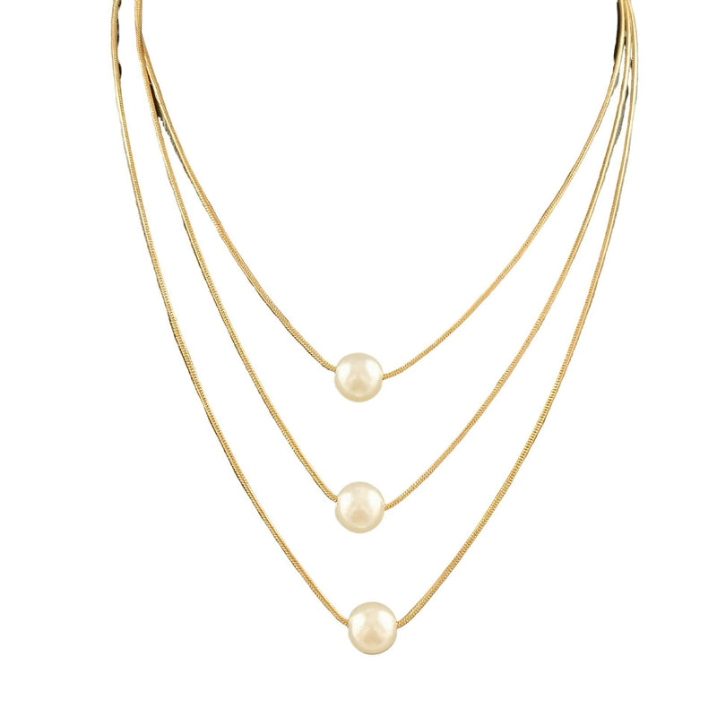 Multi-layer Pearl Snake Bone Chain Necklace