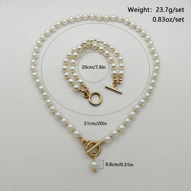 Imitation Pearl Pendant Necklace Bracelet