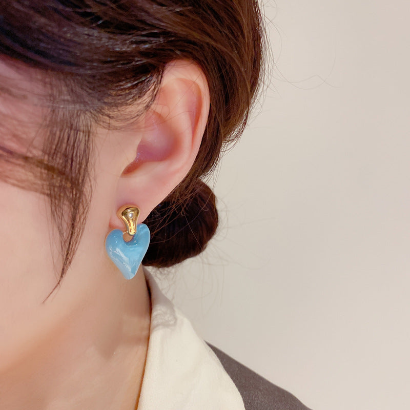 Enamel Glaze Heart Drop Earrings