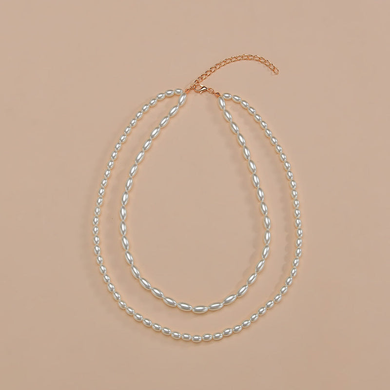 Women Layer Pearl Chain Necklace