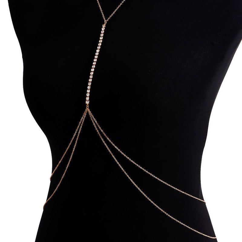 Simple Rhinestone Bikini Breast Chain Waist Chain Sexy Body Jewelry