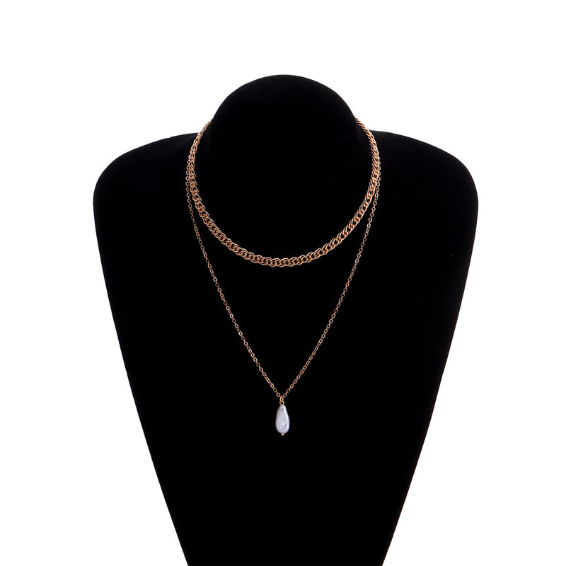 Elegant Link Chain Necklace Irregular Pearl