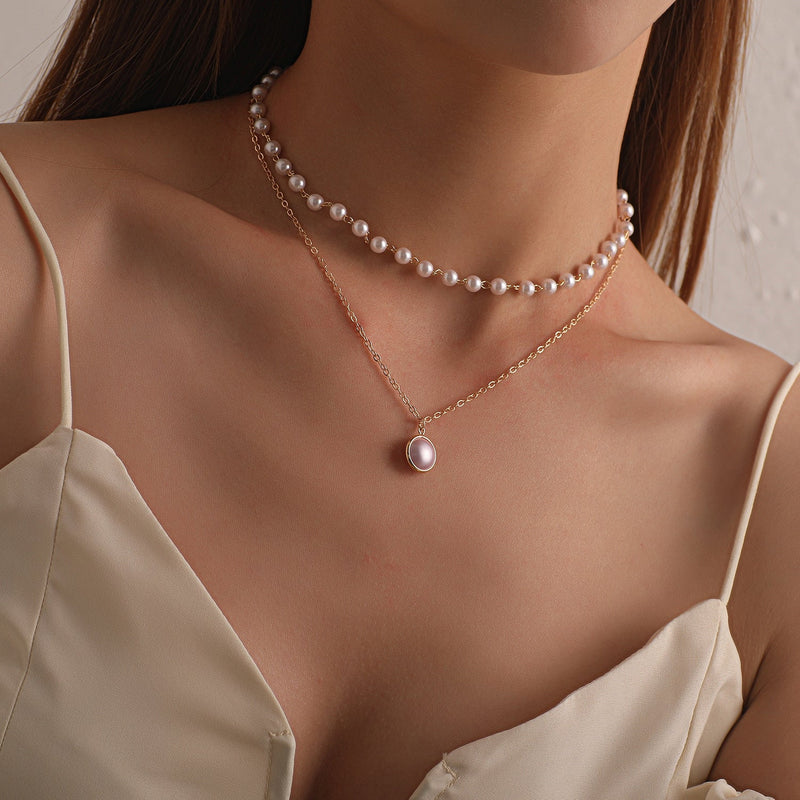 Chain Pearl Choker Necklace