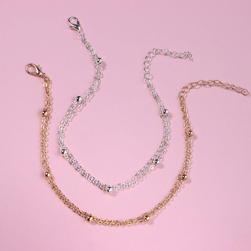 Bead Double Layered Anklets Jewelry