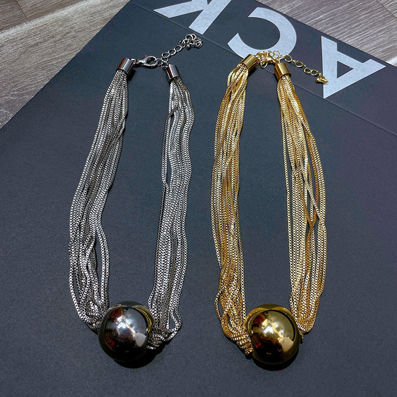 Exaggerated Metal Large Round Ball Beads Choker Necklace