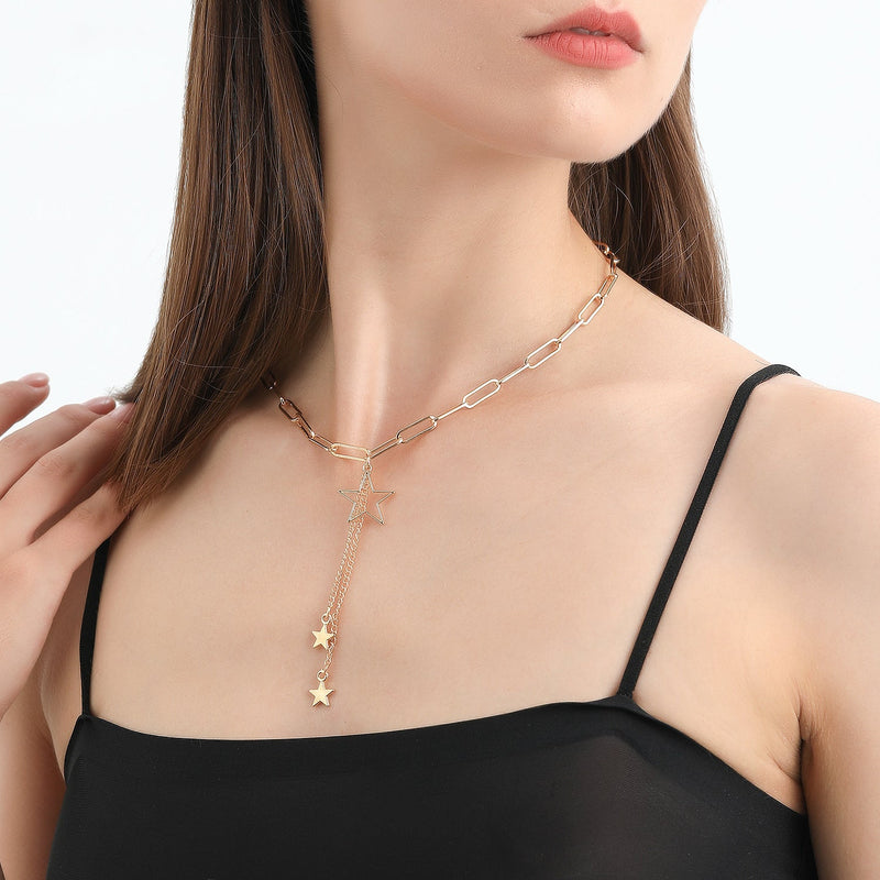 Star Paperclip Chain Pendant Necklace
