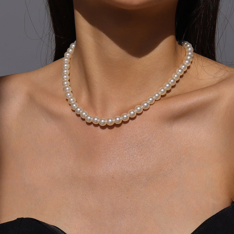 Big Pearl Beaded Choker Necklaces Collar for Women