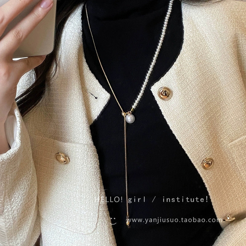 Pearl Snake Chain Choker Necklace for Lady