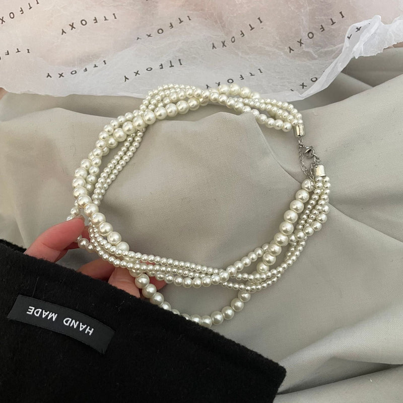 Pearls Jewelry Multilayer Pearl Necklace for Women