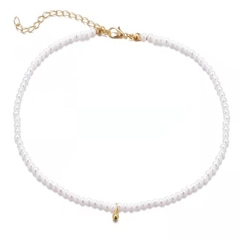 Simple Pearl Chain Choker Necklace for Women
