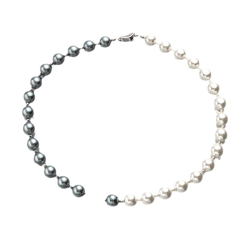 White Black Pearl Beaded Necklace