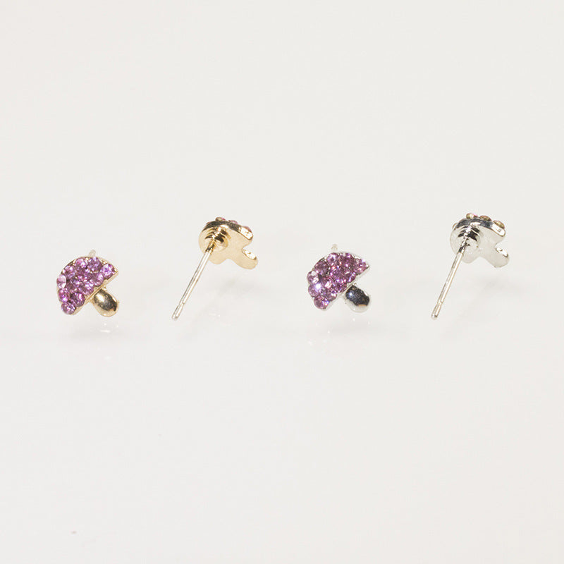Pink Rhinestone mushroom Earring