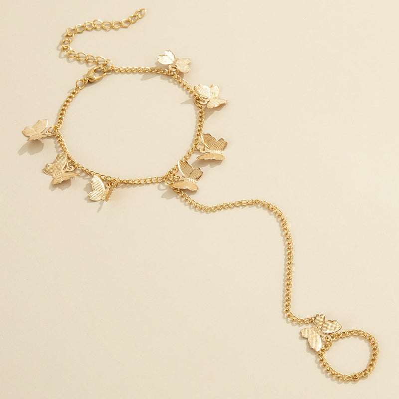 Link Chain Butterfly Finger Hand Bracelets
