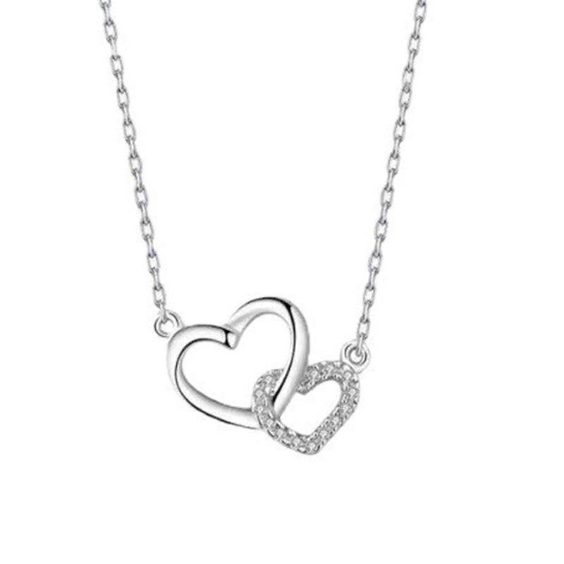 Double Ring Heart Sweet Pendant Necklace
