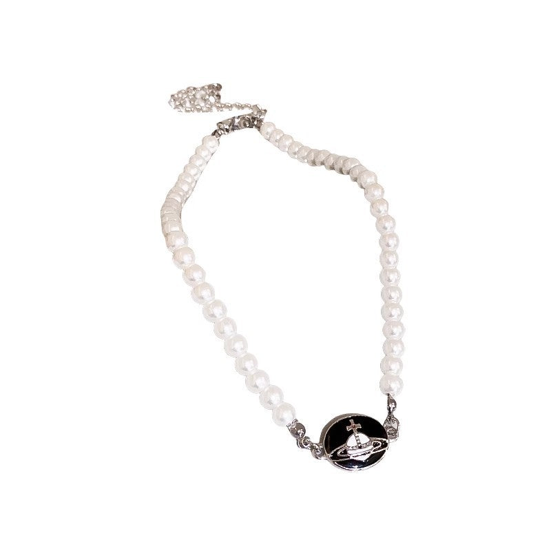 Pink Color Pearl Saturn Necklace