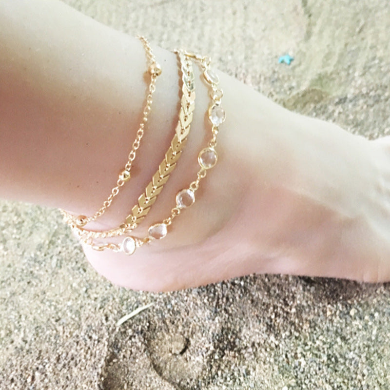 Boho Jewelry Rhinestone Anklets Chain Ankle Bracelet