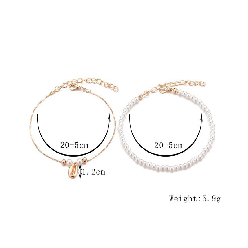 Pearl Women Anklet Double Pearl Beaded Anklet Jewelry