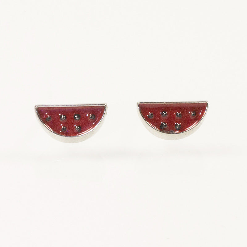 Red Enamel Fruit Watermelon Stud Earring