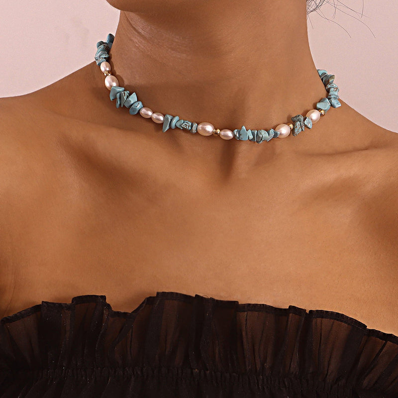 Bohemian Gemstone Irregular Beads Chain Choker Necklace