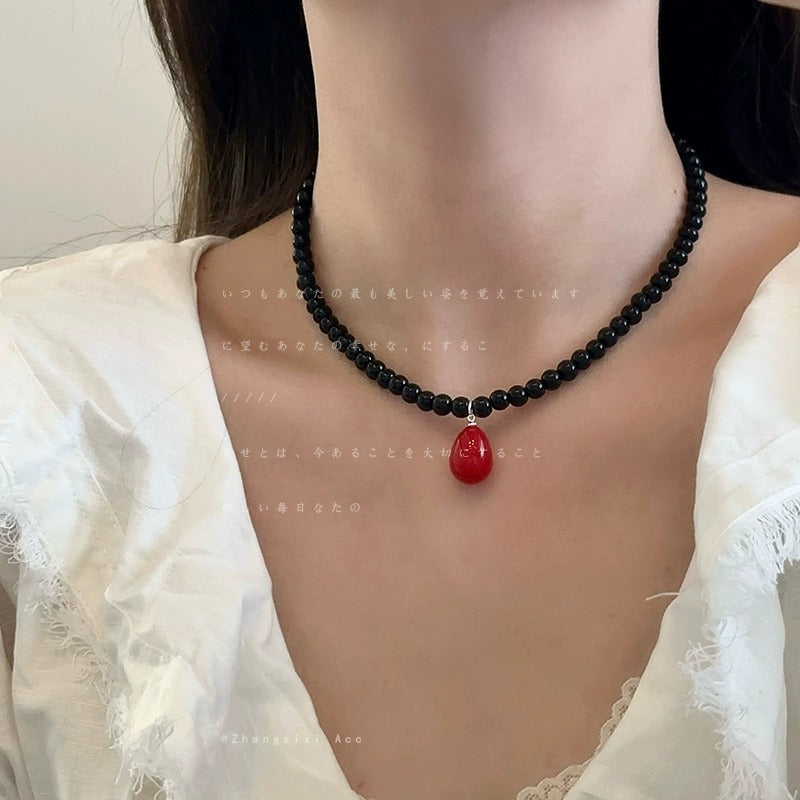 Glass Bead Drop Necklace