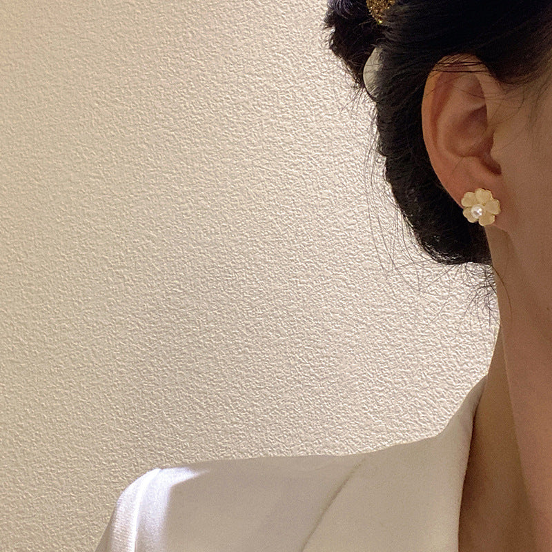 Opal Flowers Pearl Earrings