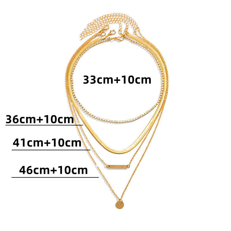 Multi Layer Rhinestone Chain Necklace Set