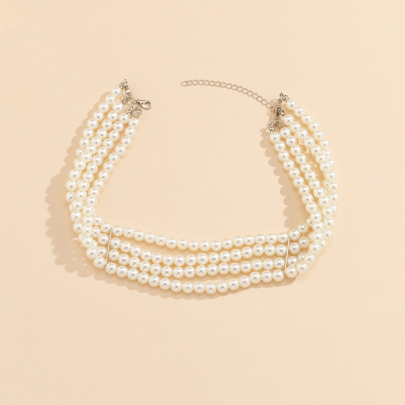 Handmade Beaded Multi Layer Pearl Necklace Statement