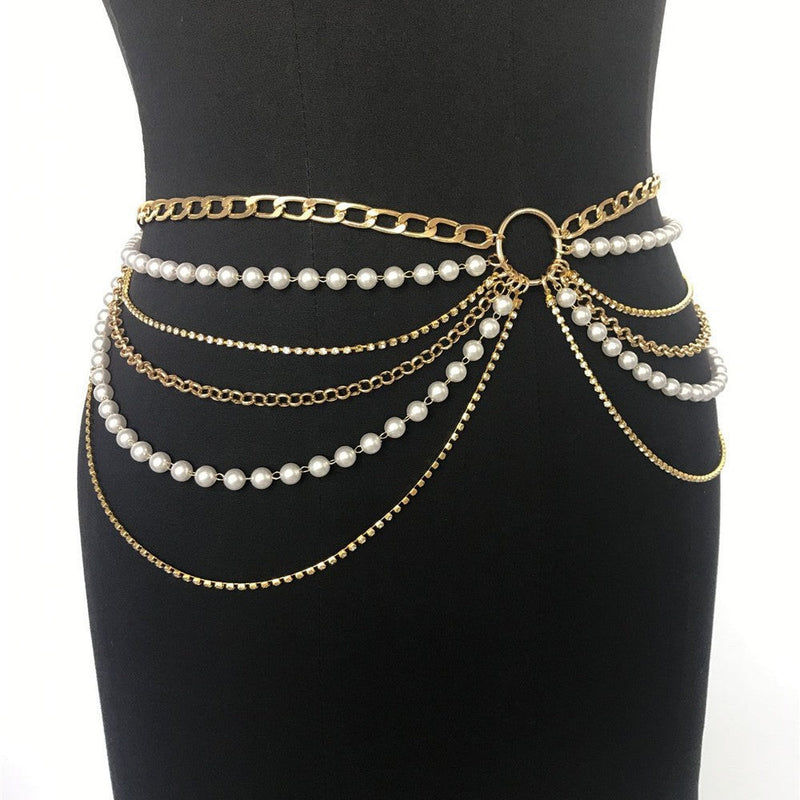 Layered Imitation Pearl Body Chains