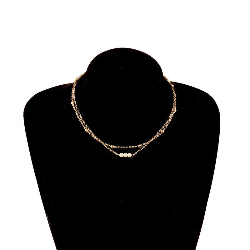 Double Layered Pearl Bead Necklace Jewelry