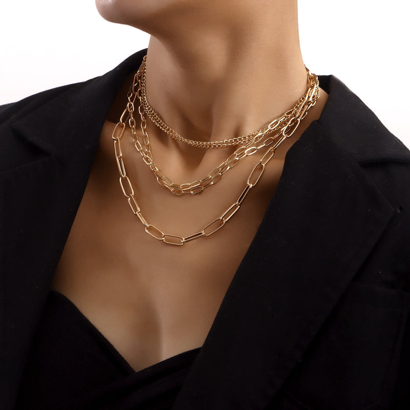 Vintage Punk Layered Metal Chain Necklace