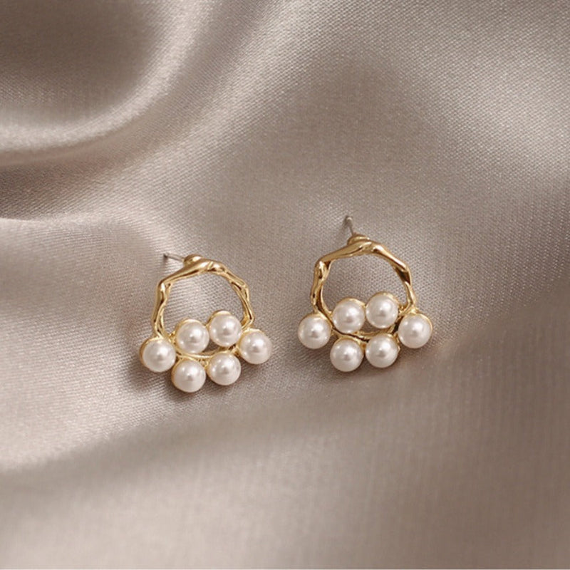Pearl Beads Geometric Earrings