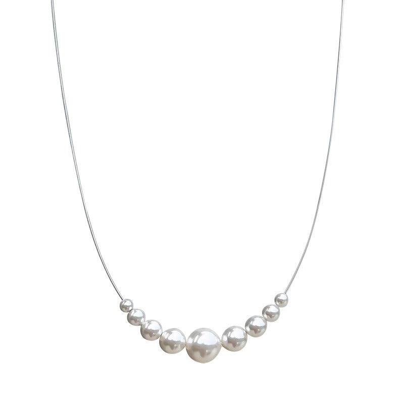 Pearl Pendant Steel Wire Chain Necklace