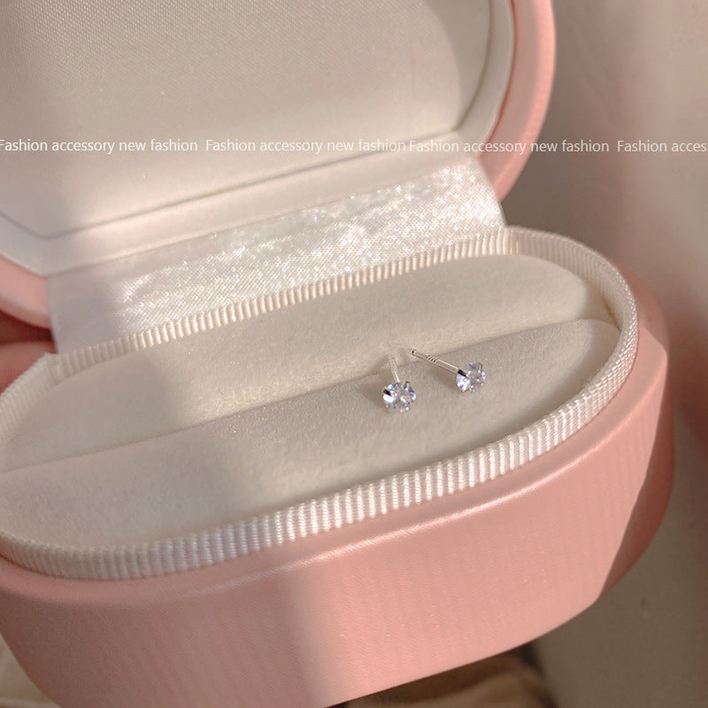 Round Crystal Zircon Stud Earrings