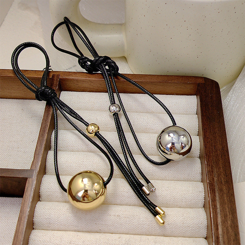 Black Cord Jewelry Ball Pendant Necklace