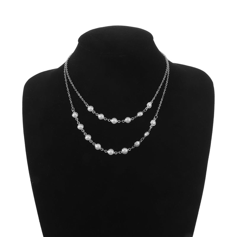 Double Layer Pearl Chain Necklace
