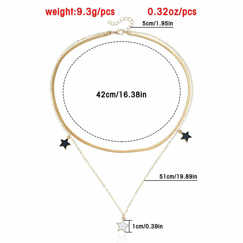 White Black Star Heart Women Necklace