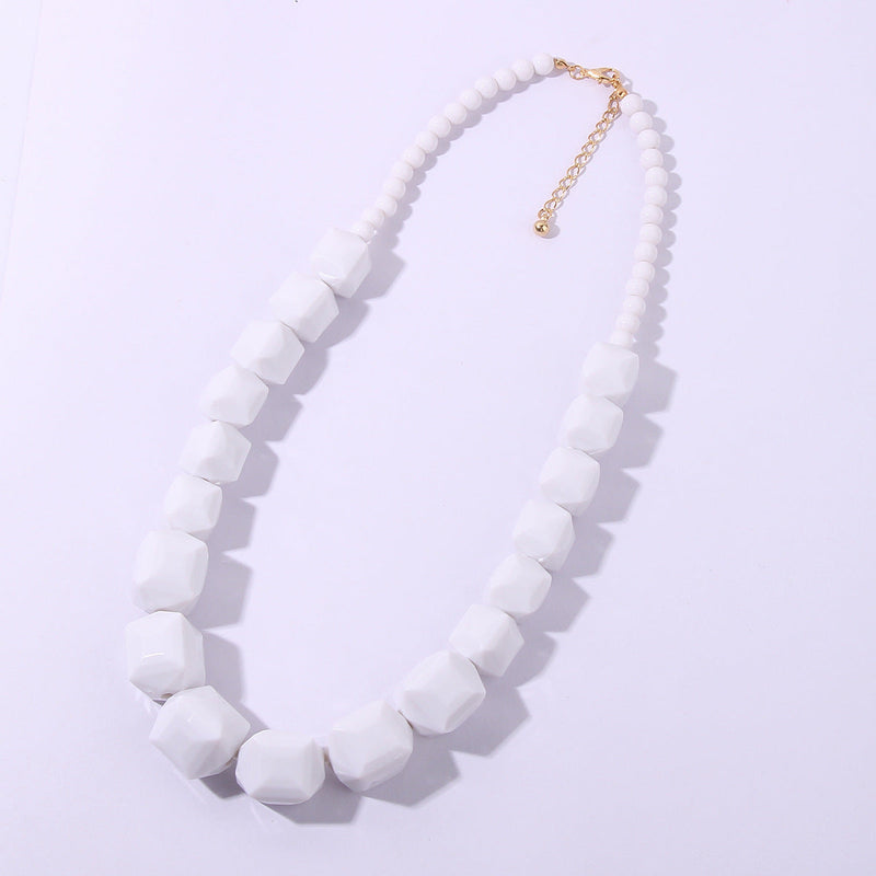Acrylic Jewelry Set White Black Beads Necklace Earring