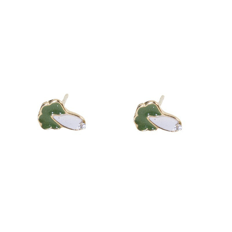 Enamel green vegetable earring