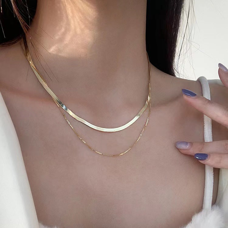 Double Layered Snake Bone Chain Necklace